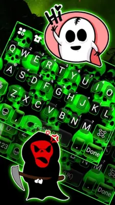 Neon Green Skulls Keyboard Bac android App screenshot 2