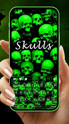 Neon Green Skulls Keyboard Bac android App screenshot 4